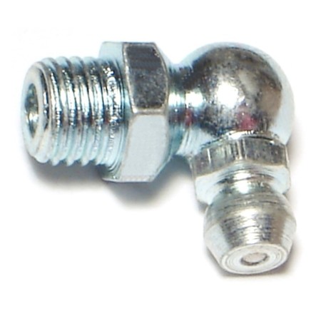 MIDWEST FASTENER 8mm-1.0 x 11mm x 19mm Zinc Plated Steel Fine Thread 90 Degree Angle Grease Fittings 6PK 67166